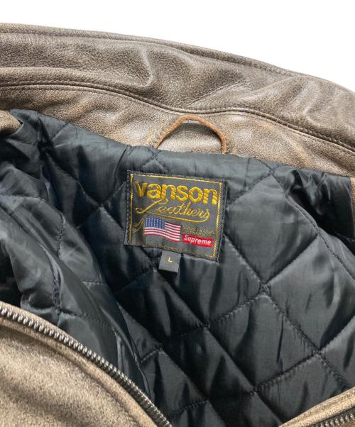 SUPREME（シュプリーム）Supreme (シュプリーム) VANSON (バンソン) レザージャケット　worn leather jacket(ウォーンレザージャケット)　20AW　USA製　サイズL　　 ブラウン サイズ:Lの古着・服飾アイテム