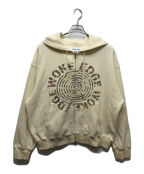 WOKE EDGE（ウォーク エッジ）WOKE EDGE (ウォーク エッジ) thermal zip hoodie ホワイト サイズ:Lの古着・服飾アイテム