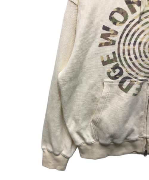 WOKE EDGE（ウォーク エッジ）WOKE EDGE (ウォーク エッジ) thermal zip hoodie ホワイト サイズ:Lの古着・服飾アイテム