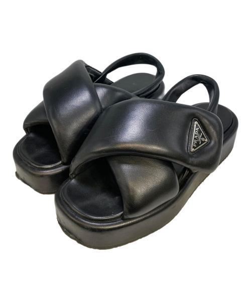 PRADA（プラダ）PRADA (プラダ) パデットナッパレザーサンダル ブラック サイズ:36の古着・服飾アイテム