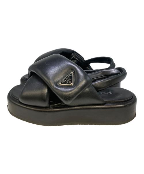 PRADA（プラダ）PRADA (プラダ) パデットナッパレザーサンダル ブラック サイズ:36の古着・服飾アイテム