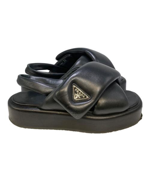 PRADA（プラダ）PRADA (プラダ) パデットナッパレザーサンダル ブラック サイズ:36の古着・服飾アイテム