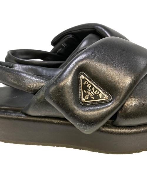 PRADA（プラダ）PRADA (プラダ) パデットナッパレザーサンダル ブラック サイズ:36の古着・服飾アイテム