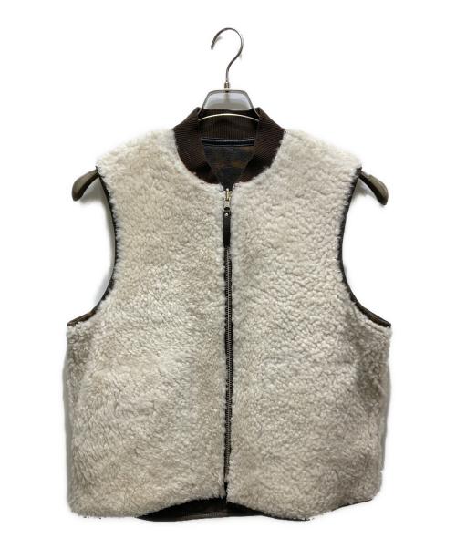 stussy（ステューシー）stussy (ステューシー) ムートンリバーシブルレザーベスト ブラウン サイズ:Sの古着・服飾アイテム