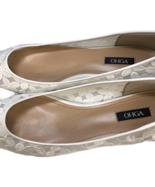 OHGA（オオガ）OHGA (オオガ) ポインテッドトゥ切替パンプス ホワイト サイズ:241/2の古着・服飾アイテム