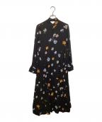 GANNIガニー）の古着「フローラル スモック ドレス」｜ブラック