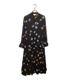 GANNI（ガニー）の古着「フローラル スモック ドレス」｜ブラック