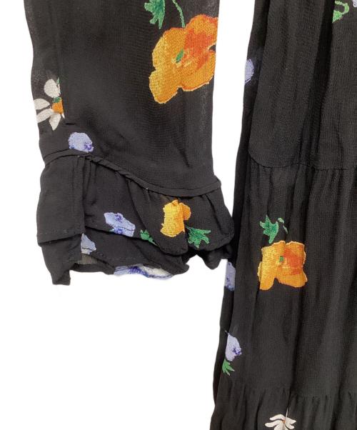 GANNI（ガニー）Ganni (ガニー) フローラル スモック ドレス ブラック サイズ:34の古着・服飾アイテム