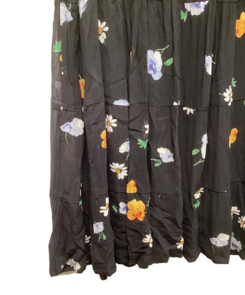 GANNI（ガニー）Ganni (ガニー) フローラル スモック ドレス ブラック サイズ:34の古着・服飾アイテム