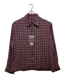 LAD MUSICIAN（ラッドミュージシャン）の古着「RAYON CHECK FRONT ZIP SHIRT」｜レッド
