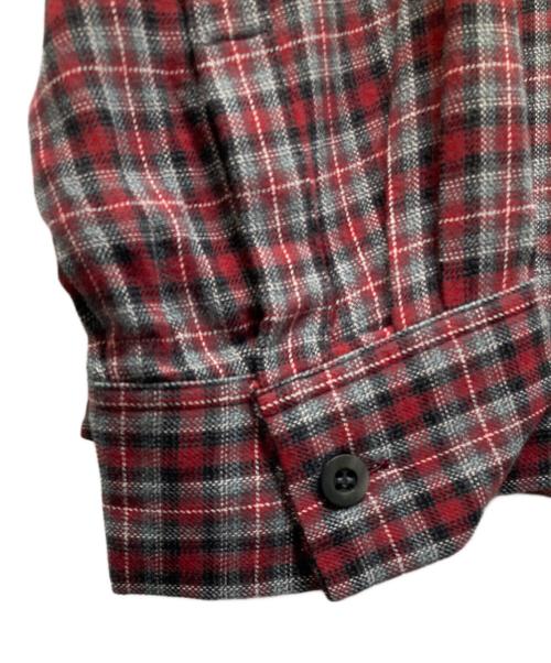LAD MUSICIAN（ラッドミュージシャン）LAD MUSICIAN (ラッドミュージシャン) RAYON CHECK FRONT ZIP SHIRT レッド サイズ:46 未使用品の古着・服飾アイテム