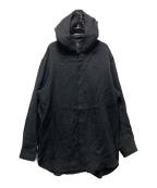 SUZUKI TAKAYUKIスズキタカユキ）の古着「リネン混シャツパーカー A182-04」｜ブラック