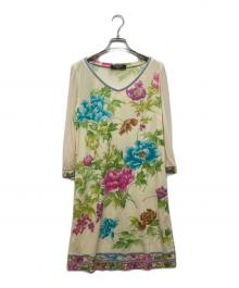 LEONARD FASHION（レオナールファッション）の古着「フラワープリントワンピース」｜ベージュ