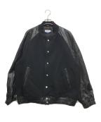 MAISON SPECIALメゾンスペシャル）の古着「Sheep Leather Melton Combination Stadium Jacket （シープレザーメルトンコンビ―ネーションスタジアムジャケット） 11252211202」｜ブラック