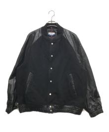MAISON SPECIAL（メゾンスペシャル）の古着「Sheep Leather Melton Combination Stadium Jacket （シープレザーメルトンコンビ―ネーションスタジアムジャケット） 11252211202」｜ブラック