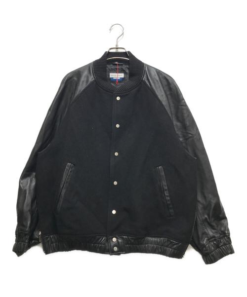MAISON SPECIAL（メゾンスペシャル）MAISON SPECIAL Sheep Leather Melton Combination Stadium Jacket （シープレザーメルトンコンビ―ネーションスタジアムジャケット） 11252211202 ブラック サイズ:2の古着・服飾アイテム