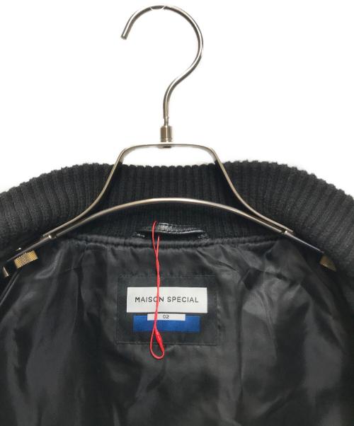 MAISON SPECIAL（メゾンスペシャル）MAISON SPECIAL Sheep Leather Melton Combination Stadium Jacket （シープレザーメルトンコンビ―ネーションスタジアムジャケット） 11252211202 ブラック サイズ:2の古着・服飾アイテム