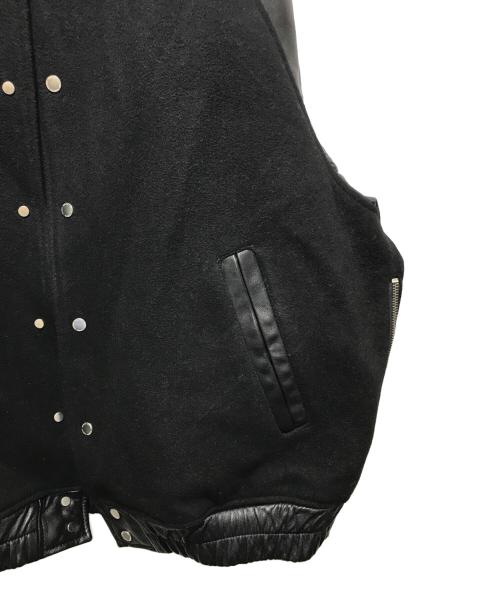 MAISON SPECIAL（メゾンスペシャル）MAISON SPECIAL Sheep Leather Melton Combination Stadium Jacket （シープレザーメルトンコンビ―ネーションスタジアムジャケット） 11252211202 ブラック サイズ:2の古着・服飾アイテム