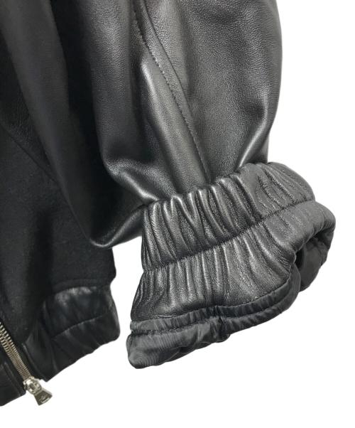 MAISON SPECIAL（メゾンスペシャル）MAISON SPECIAL Sheep Leather Melton Combination Stadium Jacket （シープレザーメルトンコンビ―ネーションスタジアムジャケット） 11252211202 ブラック サイズ:2の古着・服飾アイテム
