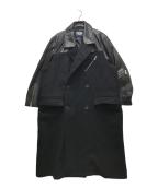MAISON SPECIALメゾンスペシャル）の古着「Sheep Leather Melton Combination Chester Coat （シープレザーメルトンコンビネーションチェスターコート） 11252161207 /ユニセックス着用可」｜ブラック