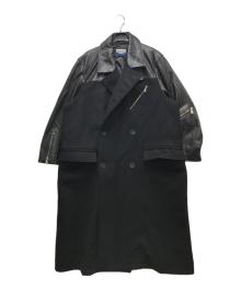 MAISON SPECIAL（メゾンスペシャル）の古着「Sheep Leather Melton Combination Chester Coat （シープレザーメルトンコンビネーションチェスターコート） 11252161207 /ユニセックス着用可」｜ブラック