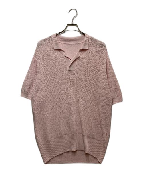POSTELEGANT（ポステレガント）POSTELEGANT (ポステレガント) Washi Paper Wool Knit Polo/ワシペーパーウールニットポロ ピンク サイズ:Sの古着・服飾アイテム