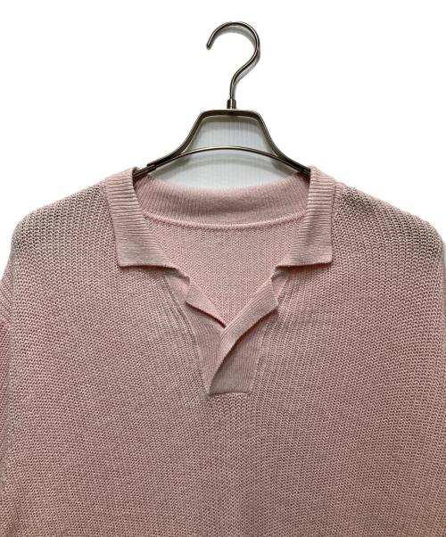 POSTELEGANT（ポステレガント）POSTELEGANT (ポステレガント) Washi Paper Wool Knit Polo/ワシペーパーウールニットポロ ピンク サイズ:Sの古着・服飾アイテム