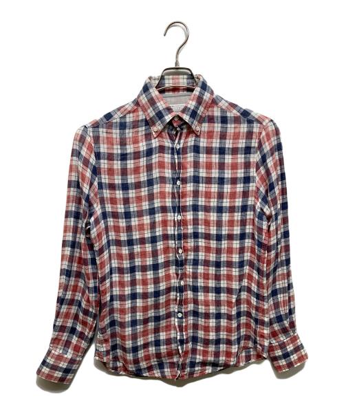 BRUNELLO CUCINELLI（ブルネロクチネリ）BRUNELLO CUCINELLI (ブルネロクチネリ) チェックシャツ レッド×ネイビー サイズ:-の古着・服飾アイテム