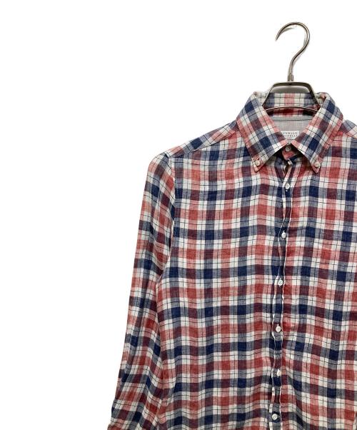 BRUNELLO CUCINELLI（ブルネロクチネリ）BRUNELLO CUCINELLI (ブルネロクチネリ) チェックシャツ レッド×ネイビー サイズ:-の古着・服飾アイテム