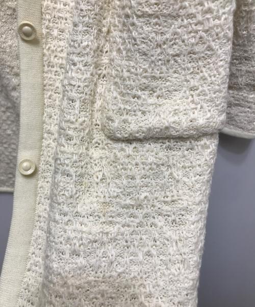 LEONARD（レオナール）LEONARD (レオナール) 袖裏花柄ニットカーディガン ホワイト サイズ:38の古着・服飾アイテム