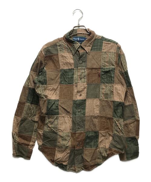 RALPH LAUREN（ラルフローレン）RALPH LAUREN (ラルフローレン) エルボーパッチパッチワークシャツ ブラウン サイズ:Lの古着・服飾アイテム