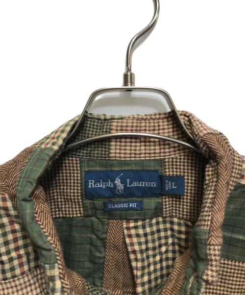 RALPH LAUREN（ラルフローレン）RALPH LAUREN (ラルフローレン) エルボーパッチパッチワークシャツ ブラウン サイズ:Lの古着・服飾アイテム