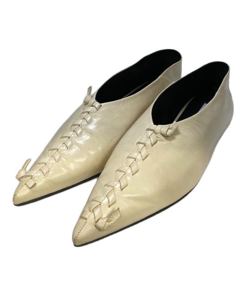 JIL SANDER（ジルサンダー）JIL SANDER (ジルサンダー) WHIPSTITCH BALLERINA FLATS ホワイト サイズ:37の古着・服飾アイテム