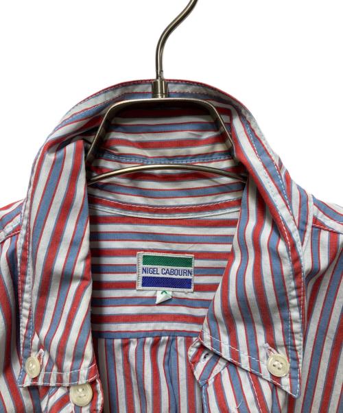 NIGEL CABOURN（ナイジェルケーボン）NIGEL CABOURN (ナイジェルケーボン) ボタンダウンストライプシャツ レッド サイズ:2の古着・服飾アイテム