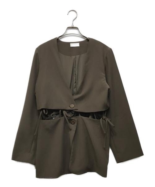 sahara（サハラ）sahara (サハラ) ウエストリボンジャケット ブラウン サイズ:FREEの古着・服飾アイテム