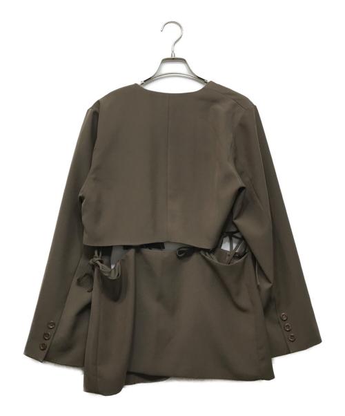 sahara（サハラ）sahara (サハラ) ウエストリボンジャケット ブラウン サイズ:FREEの古着・服飾アイテム