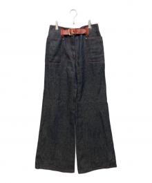 HERMES（エルメス）の古着「セリエボタンベルト付リネンデニムパンツ」｜インディゴ