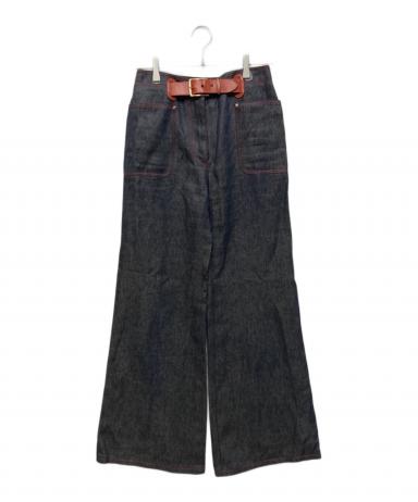 【美品】エルメス デニム風リネン100% ハーフパンツ スタッズ コリエドシアン 美品】エルメス デニム風リネン100% ハーフパンツ スタッズ