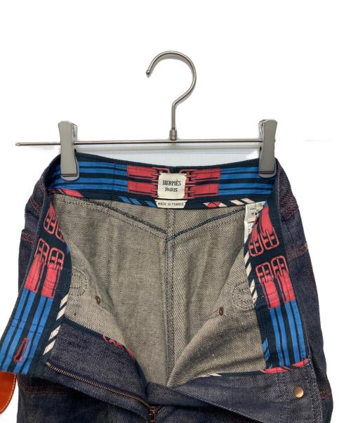 HERMES（エルメス）HERMES (エルメス) セリエボタンベルト付リネンデニムパンツ インディゴ サイズ:36の古着・服飾アイテム