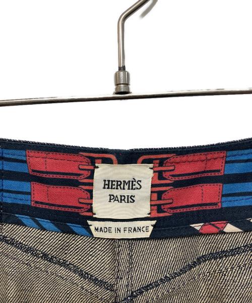 HERMES（エルメス）HERMES (エルメス) セリエボタンベルト付リネンデニムパンツ インディゴ サイズ:36の古着・服飾アイテム
