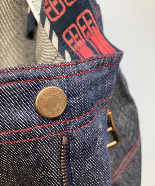 HERMES（エルメス）HERMES (エルメス) セリエボタンベルト付リネンデニムパンツ インディゴ サイズ:36の古着・服飾アイテム