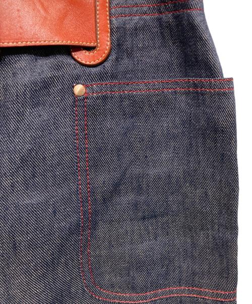 HERMES（エルメス）HERMES (エルメス) セリエボタンベルト付リネンデニムパンツ インディゴ サイズ:36の古着・服飾アイテム