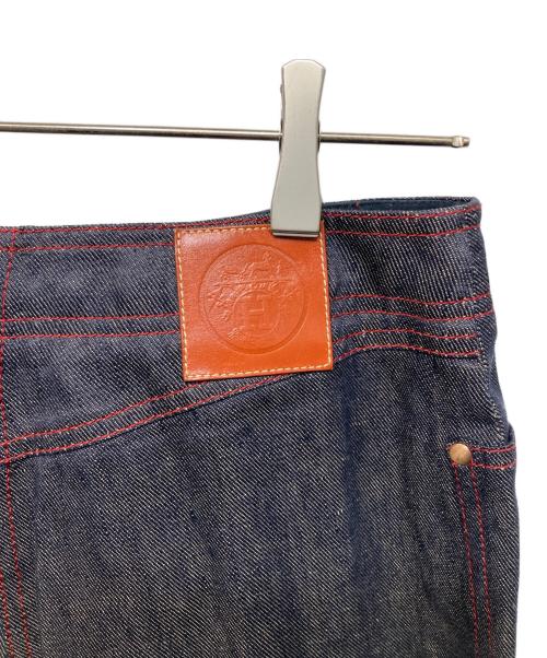 HERMES（エルメス）HERMES (エルメス) セリエボタンベルト付リネンデニムパンツ インディゴ サイズ:36の古着・服飾アイテム