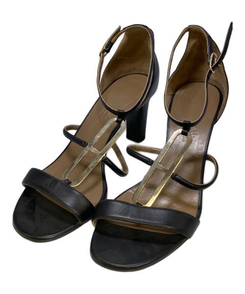 HERMES（エルメス）HERMES (エルメス) ヒールサンダル ブラック サイズ:36 1/2の古着・服飾アイテム