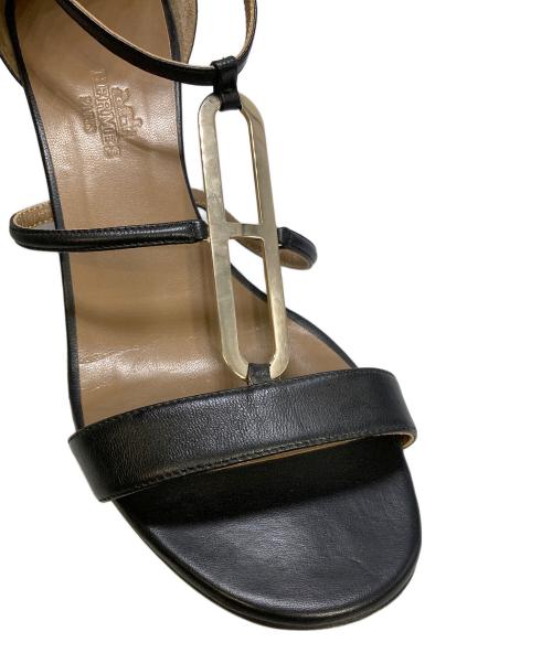 HERMES（エルメス）HERMES (エルメス) ヒールサンダル ブラック サイズ:36 1/2の古着・服飾アイテム