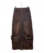 MAISON SPECIALメゾンスペシャル）の古着「Cover Leg Flocky Denim Pants」｜ブラウン