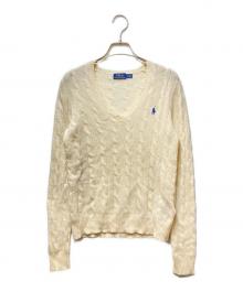 POLO RALPH LAUREN（ポロ・ラルフローレン）の古着「カシミヤ混ケーブルニット」｜ホワイト