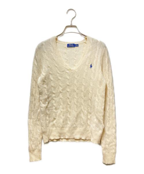 POLO RALPH LAUREN（ポロ・ラルフローレン）POLO RALPH LAUREN (ポロ・ラルフローレン) カシミヤ混ケーブルニット ホワイト サイズ:Sの古着・服飾アイテム