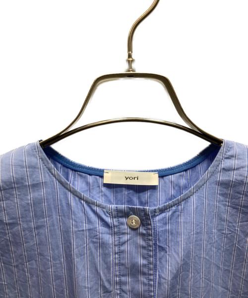 YORI（ヨリ）yori (ヨリ) ウェッジラインブラウス ブルー サイズ:freeの古着・服飾アイテム