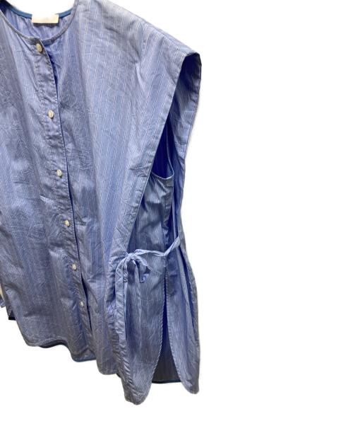 YORI（ヨリ）yori (ヨリ) ウェッジラインブラウス ブルー サイズ:freeの古着・服飾アイテム